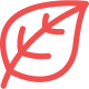 Rotes einfaches Blatt-Symbol mit fünf Adern.