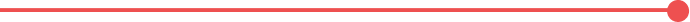 Rote horizontale Linie mit einem Kreis am rechten Ende auf weißem Hintergrund.